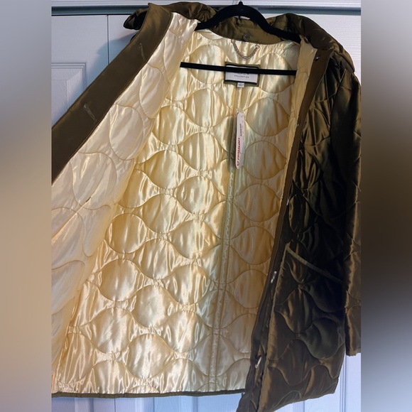 NWT J Crew x Primaloft Quilted Cocoon Jacket heavy satin with removable collar - Picture 8 of 12